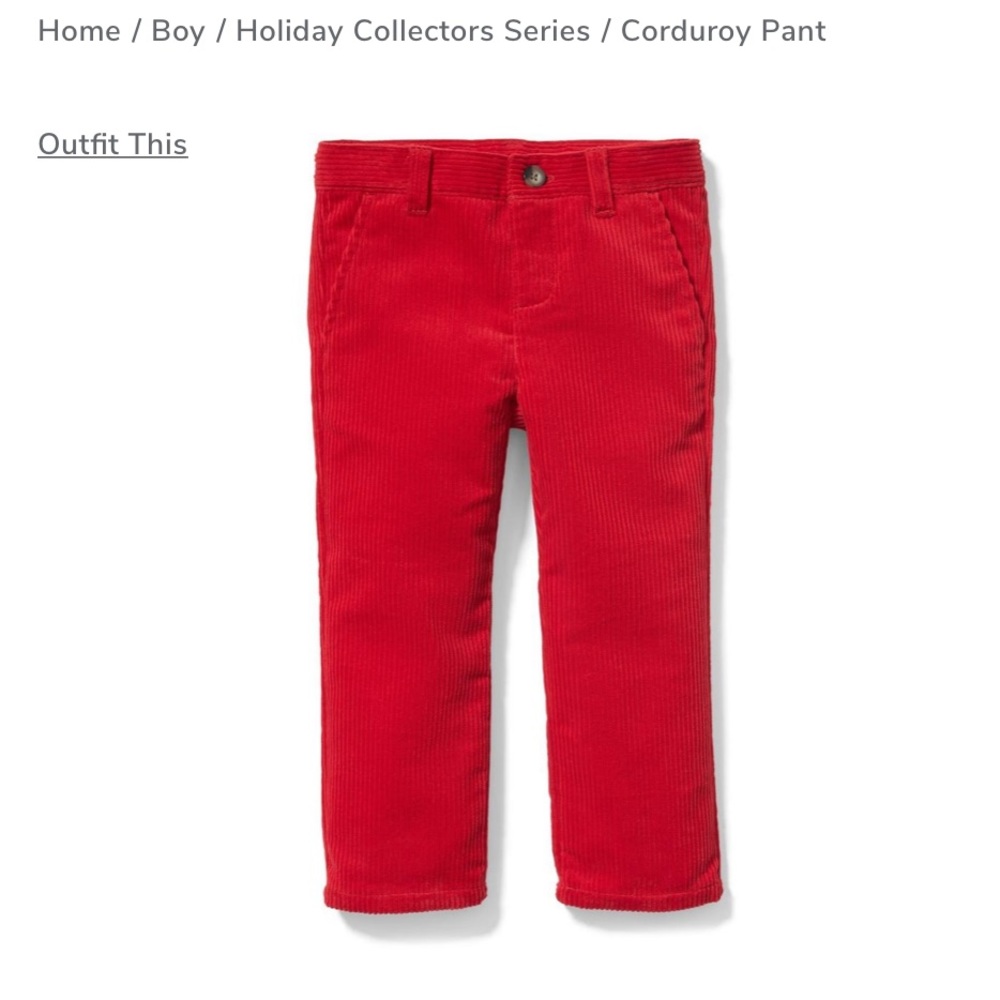 Boys Red Corduroy Pants
